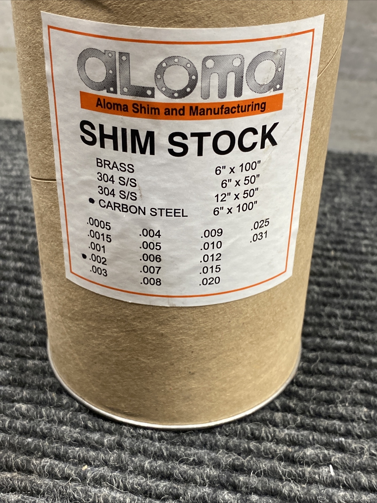 Aloma Shim .002 6in X 100in Carbon Steel