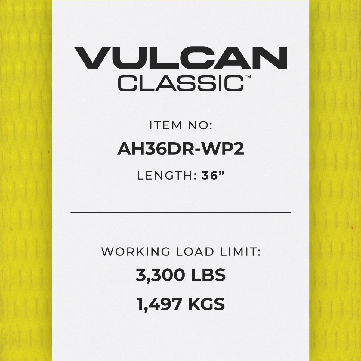 VULCAN 3-Ply Stiff Car Tie Down Axle Strap – Wear Pad – 2″ x 36″ – 3300 lbs SWL