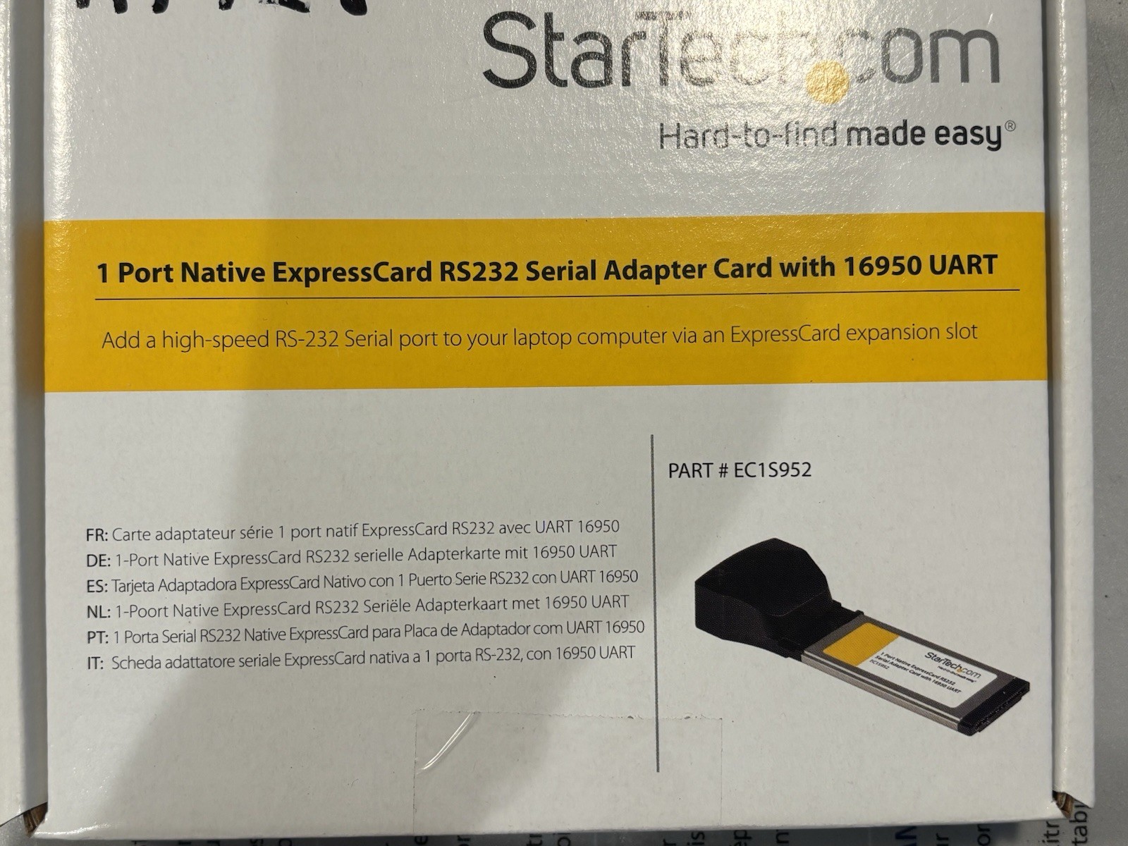 StarTech EC1S952 1-Port Native ExpressCard RS232 Serial Adapter Card with 16950