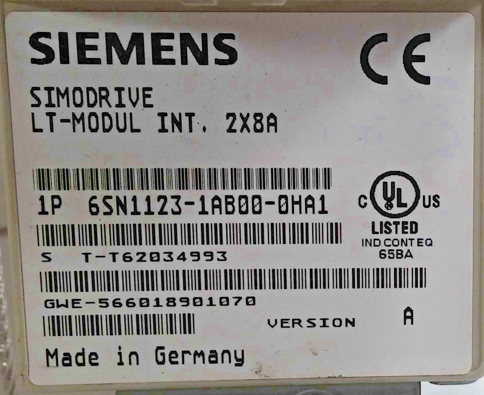 1 USED SEIMENS 6SN1123-1AB00-0HA1 SIMODRIVE LT-MODULE ***MAKE OFFER***