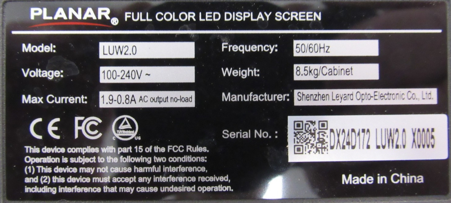 NEW PLANAR 998-3858-03 FULL COLOR LED DISPLAY LUW2.0 002LUW21400R00 998385803