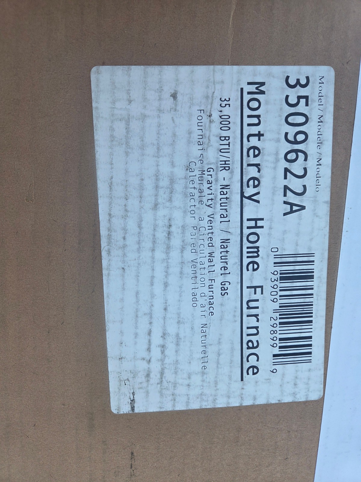 Williams Natural Gas Wall FURNACE 35,000 BTU 3509622A HEATER *READ 1 SMALL DENT