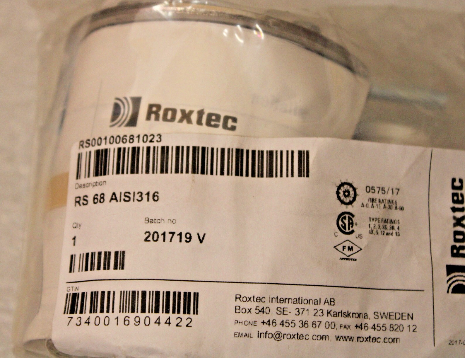 ROXTEC RS 68 AISI316 PENETRATION ROUND SEAL FOR CABLE/PIPE 26-48mm RS00100681023