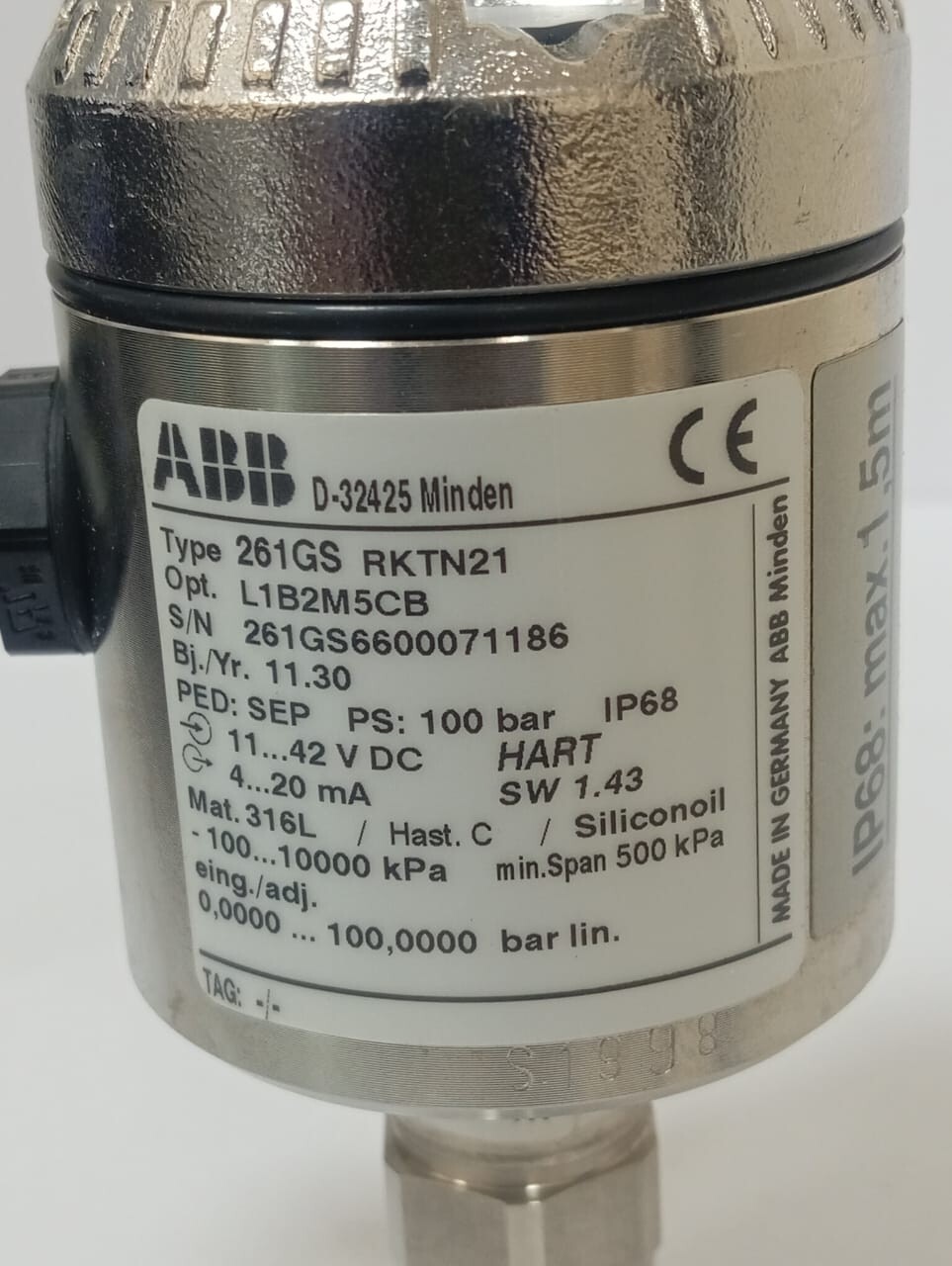 ABB / Gauge Pressure Transmitter / 261GS RKTN21 / 100bar