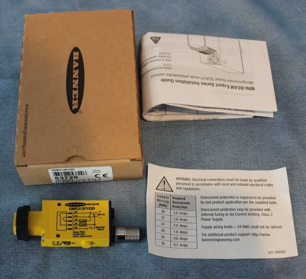 (New In Box) BANNER SME312FVQD PHOTOELECTRIC SENSOR 53729 “1 Year Warranty”