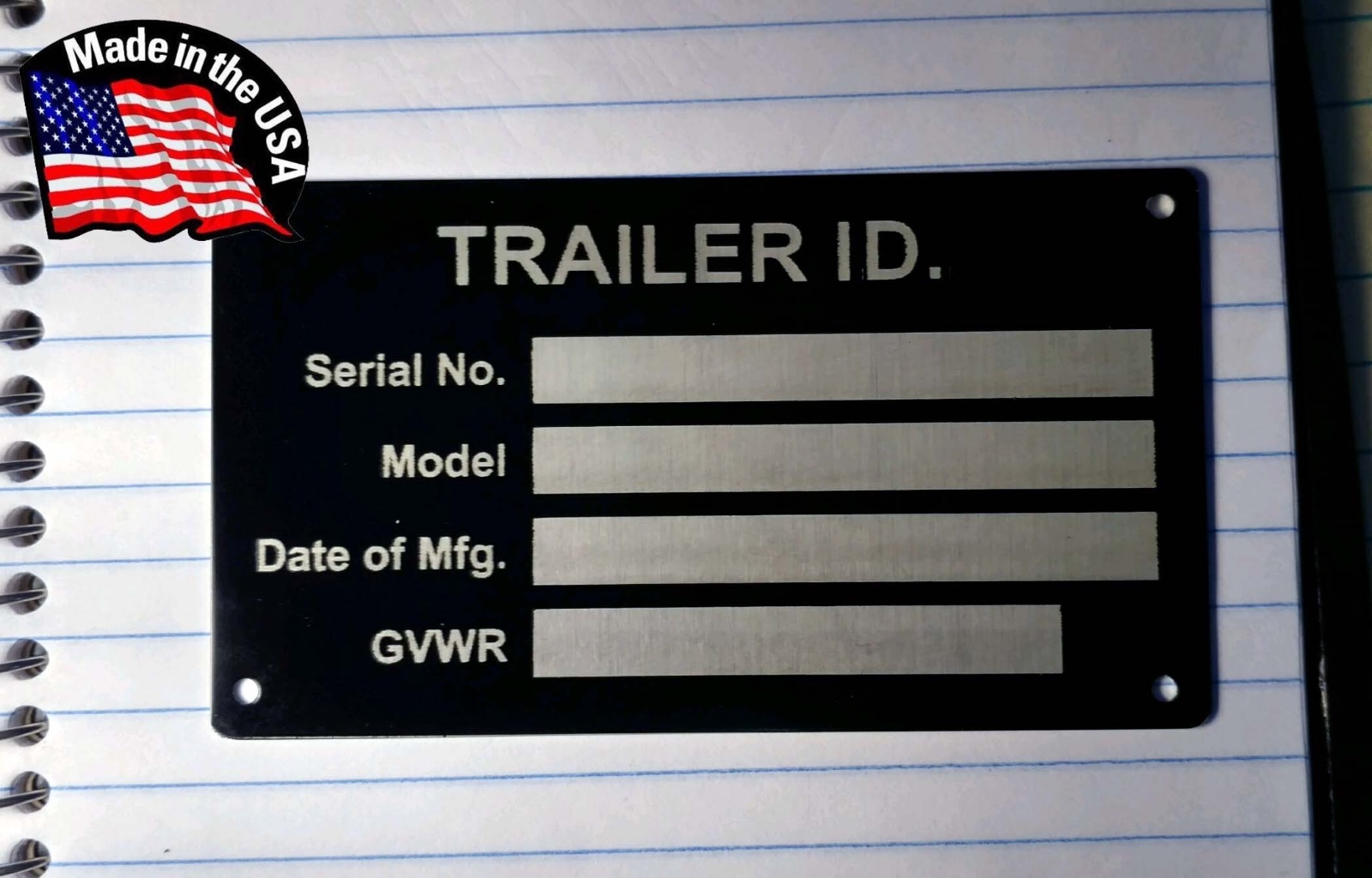 Blank Aluminum Trailer ID Data Plate Tag Plate Nameplate Med BLANK NO ENGRAVING