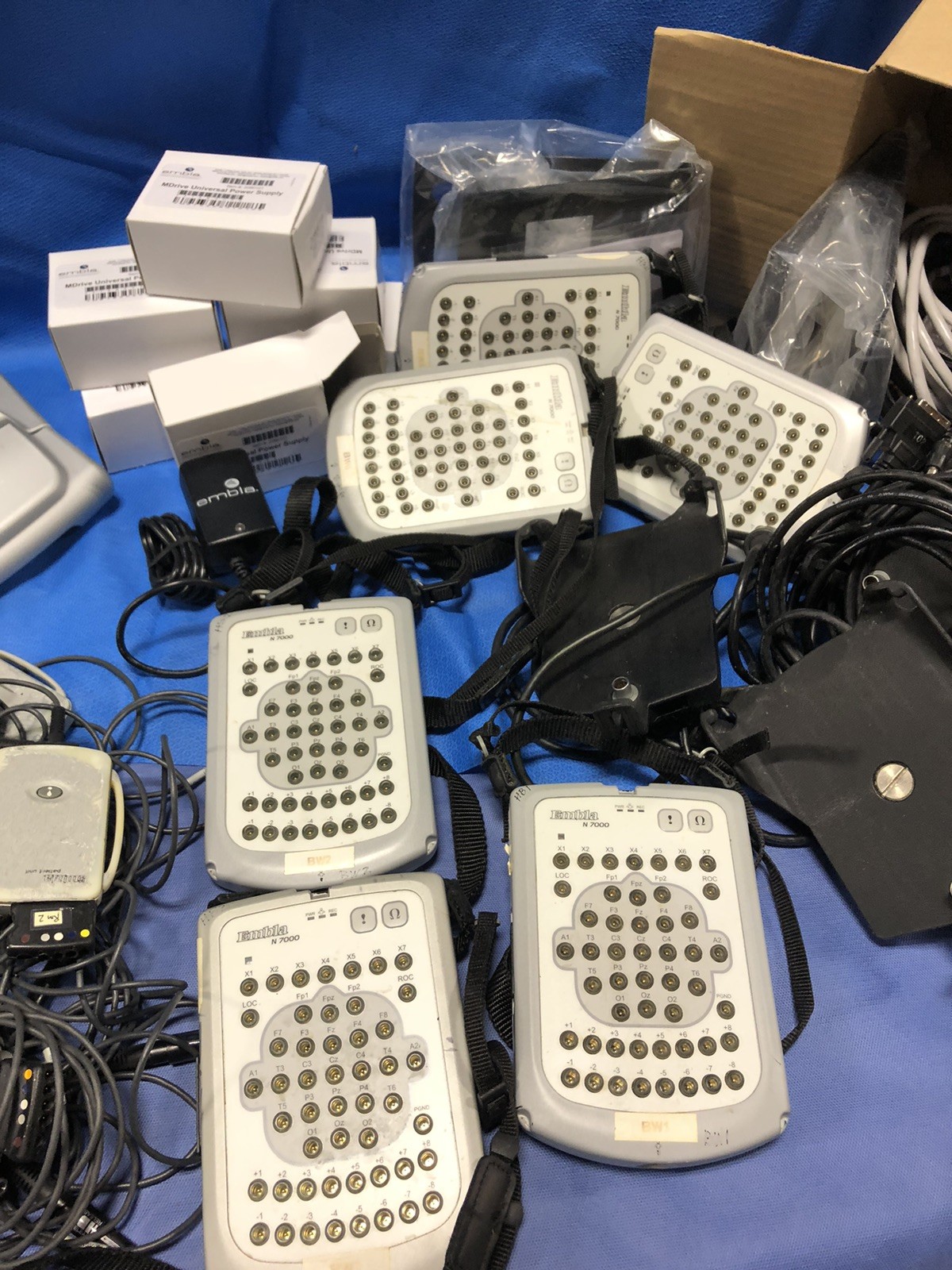 Embla Natus N7000 MDrive Consoles, Patient Units, Cradles, Cables – Used – 1 LOT