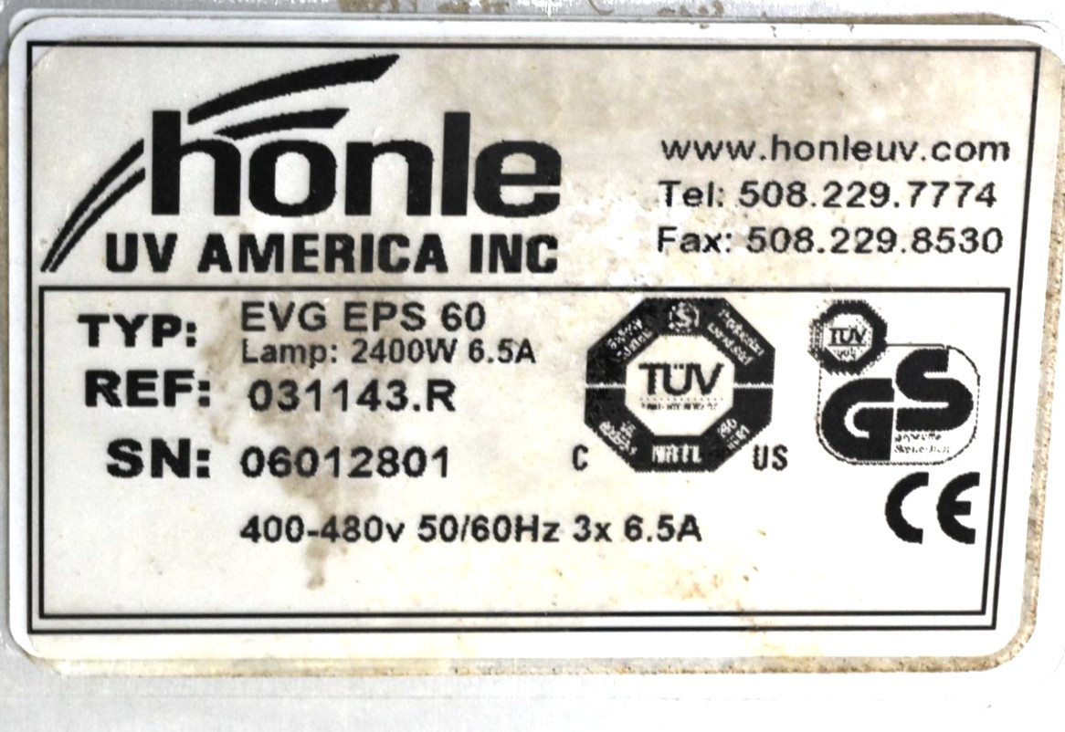 Honle EVG EPS60 031143.R Power Supply Unit 2400W 16A 400-480V 50/60Hz, CX436-K01
