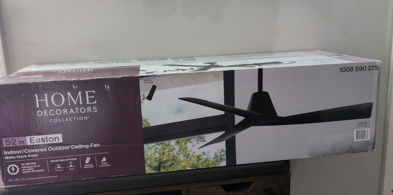 Home Decorators Easton 52 in. Indoor Outdoor Matte Black Ceiling Fan