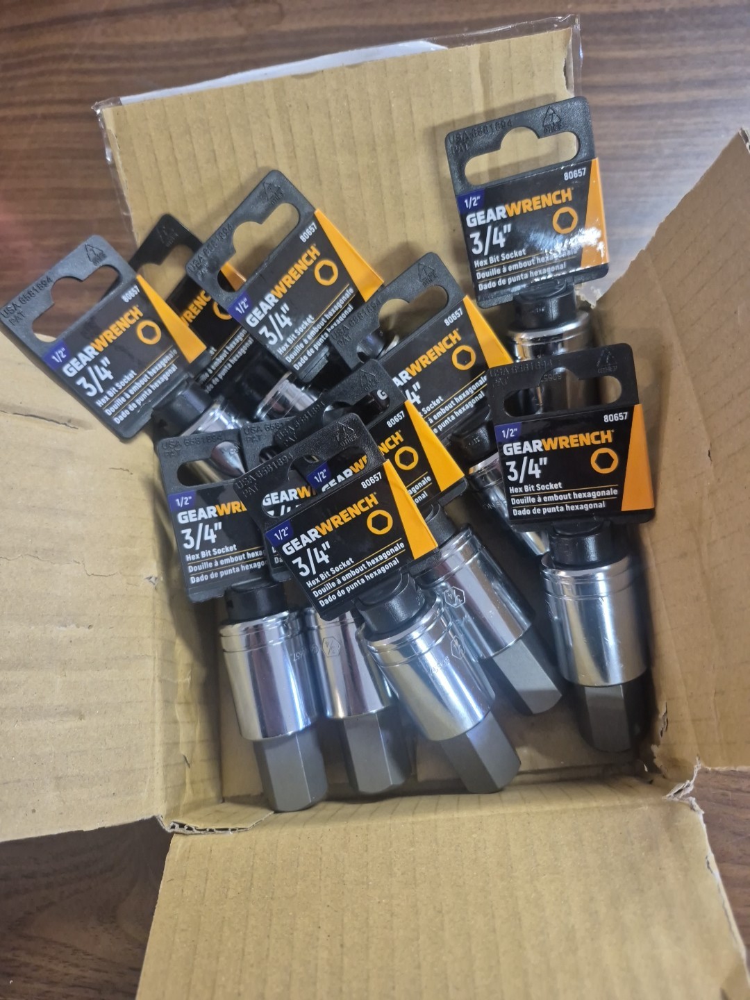 10 Gearwrench 80657 1/2″ Drive Hex Bit Sockets 3/4″ — BOX OF 10