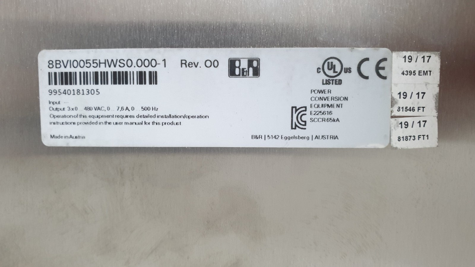 B&R ACOPOSmulti Power Conversion Module – ACOPOSmulti, P/N 8BVI0055HWS0.000-1