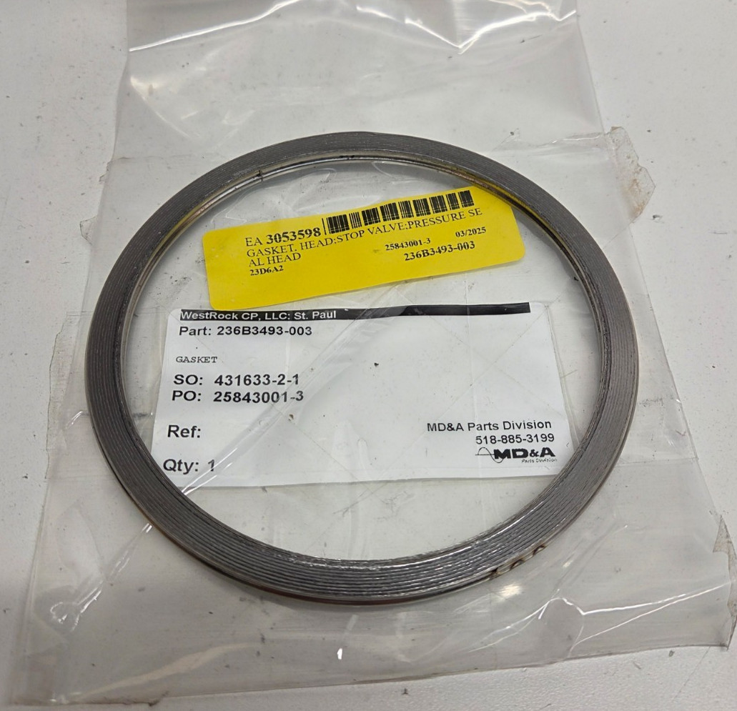 NEW NO BOX! WESTROCK 4-3/4″ ID X 5-1/2″ OD X 3/8″ W STOP VALVE GASKET 236B3493-3