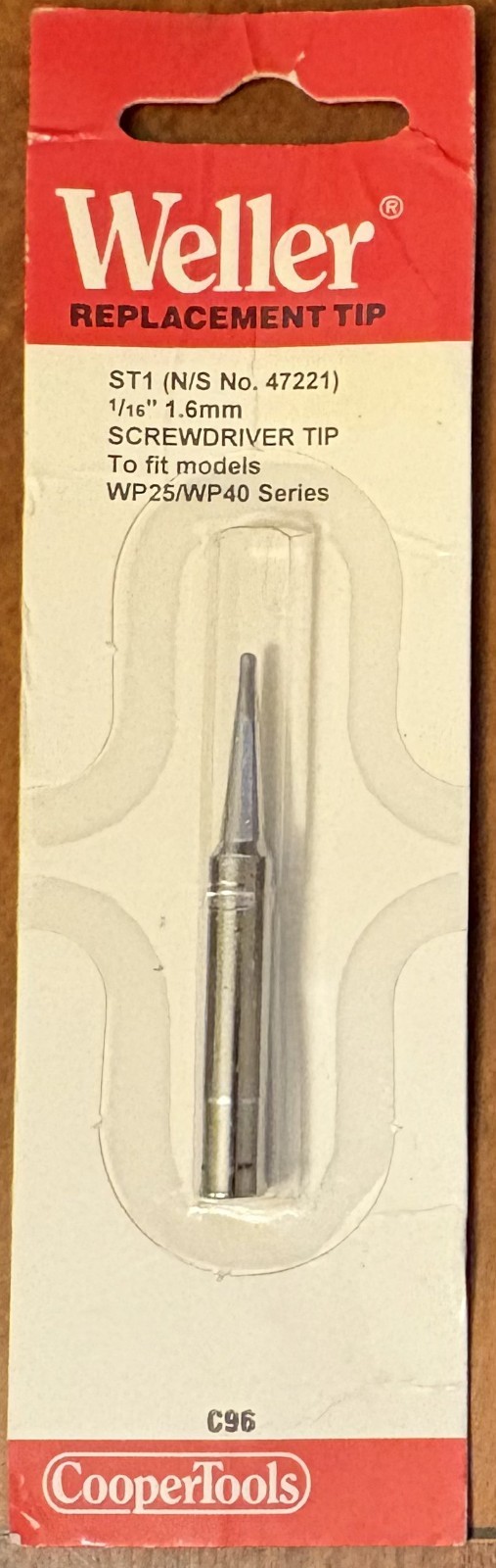 Weller ST1 Cooper Tools Soldering Screwdriver Tip 1/16″ 1.6 mm (N/S No. 47221)