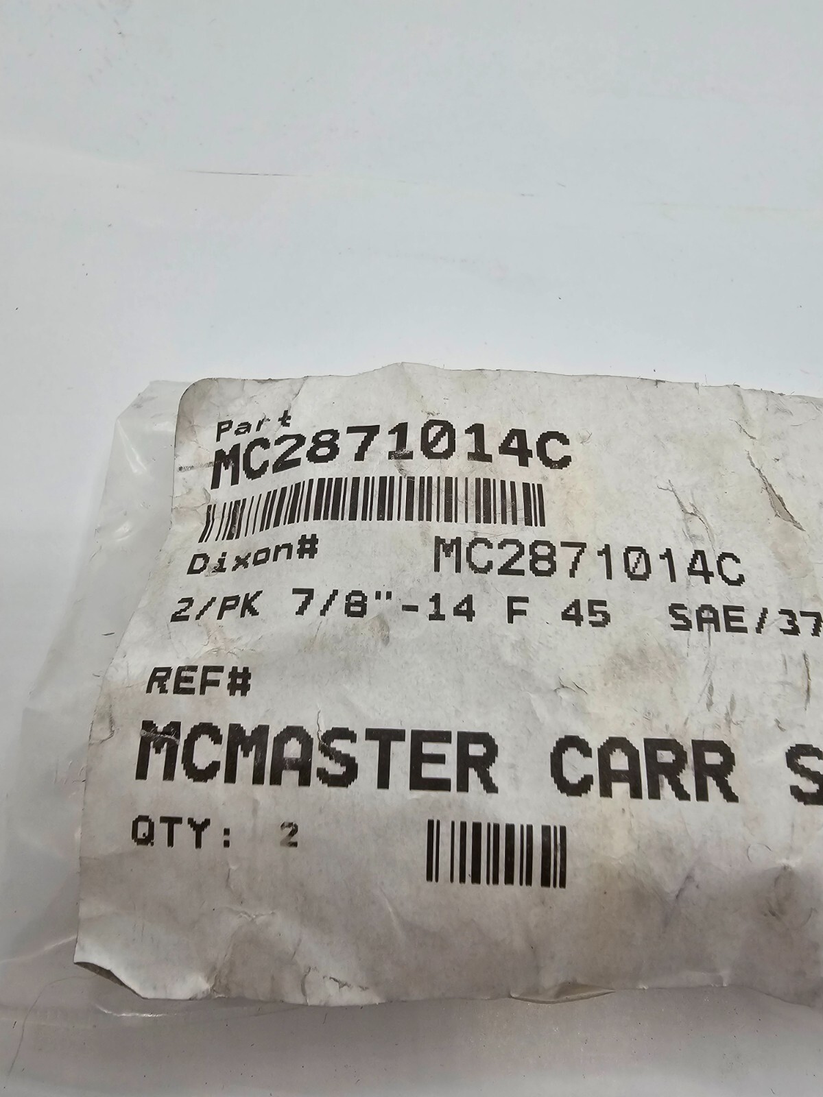 (QTY 2) McMaster Carr Supply MC2871014C Fitting Dixon 7/8″-14 F 45 SAE/37