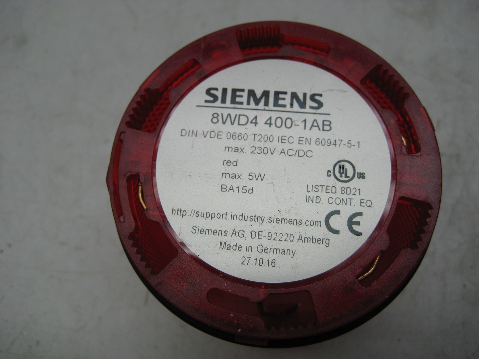 SIEMENS 8WD4400-1AB RED STACK LIGHT (AS PICTURED) NSNP 11022a