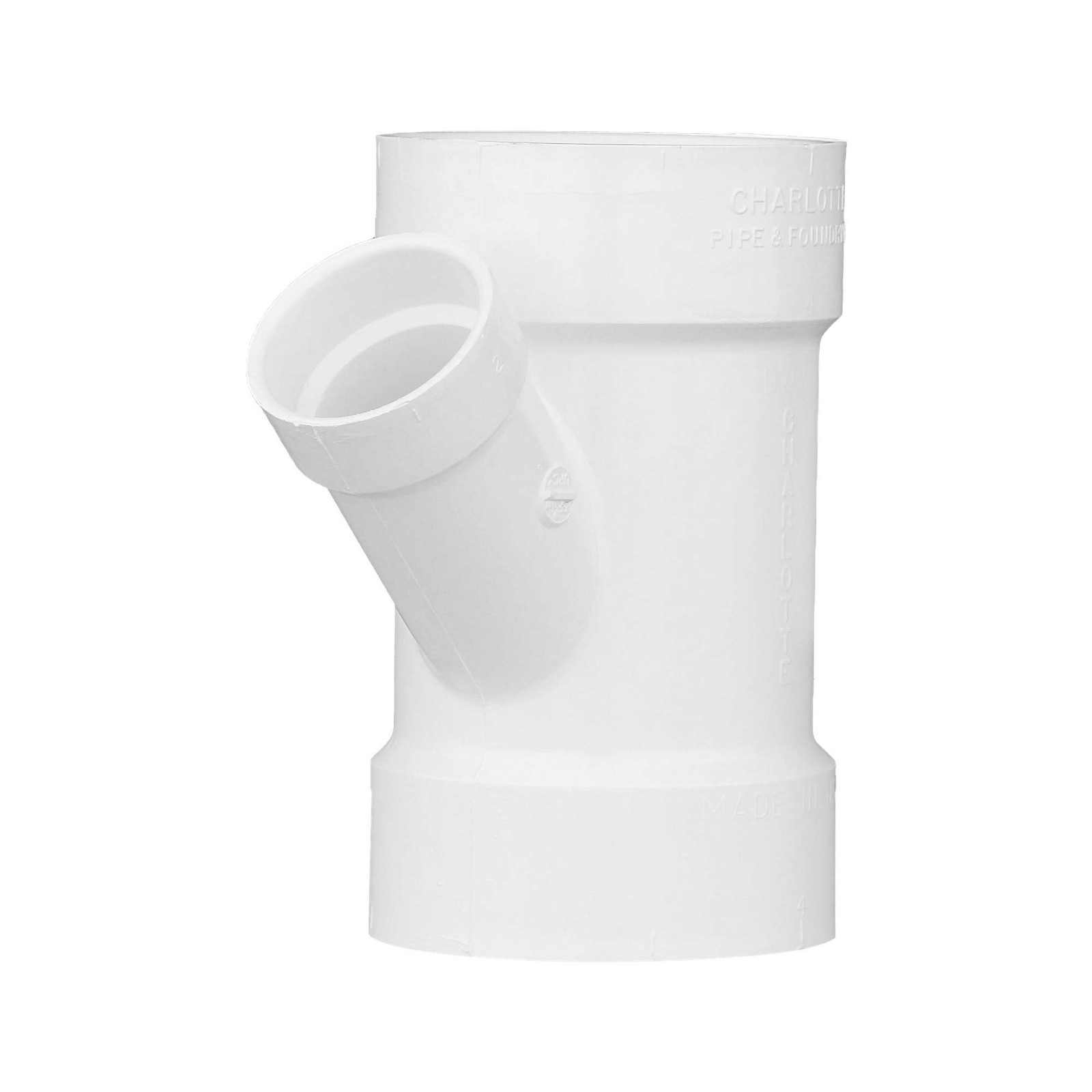 Charlotte Pipe 4x4x2 Inch White Hose Pipe Fitting for DWV Applications