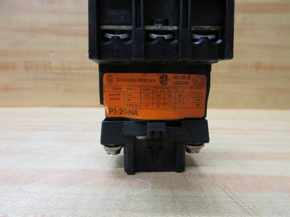 Klockner Moeller P1-20-NA Eaton Disconnect Switch P120NA W/P1-25