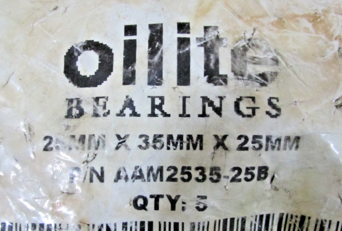 Oilite AAM2535-25B Bronze Bearings. Quantity 5 in bag.