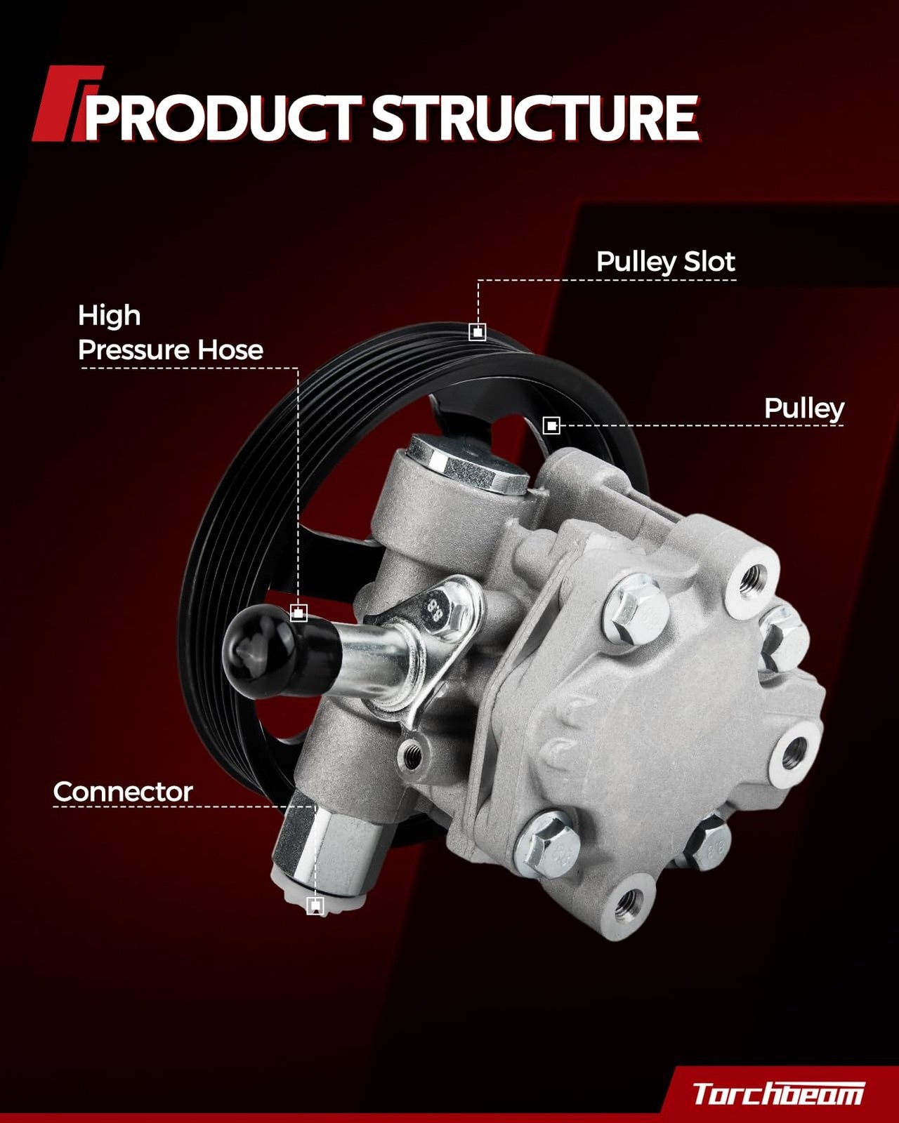 Torchbeam Power Steering Pump with Reservoir Compatible with 1990-1996 F150; …