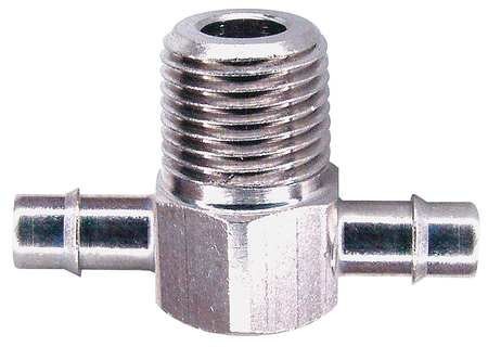 Pneumadyne ET60-1/8, Fixed Tee Fitting, 1/8 NPT Thread, 3/8 Tube Id Barb