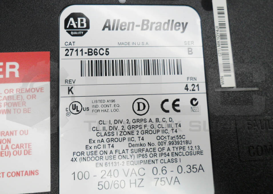 ALLEN BRADLEY 2711-B6C5 /B PANELVIEW 600 5-1/2″ 100-240VAC *PARTS ONLY*