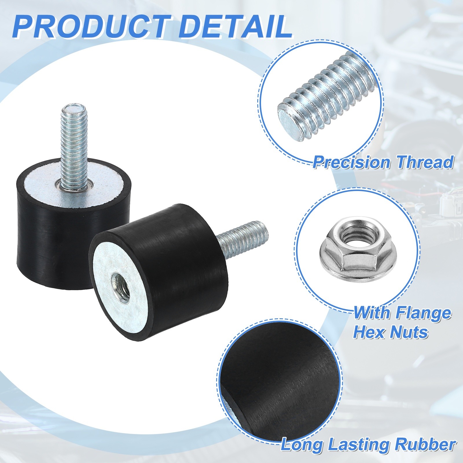 2Pcs M6x18mm Rubber Mounts, 24x20mm(DxH) Rubber Shock Absorber Mount with Nuts