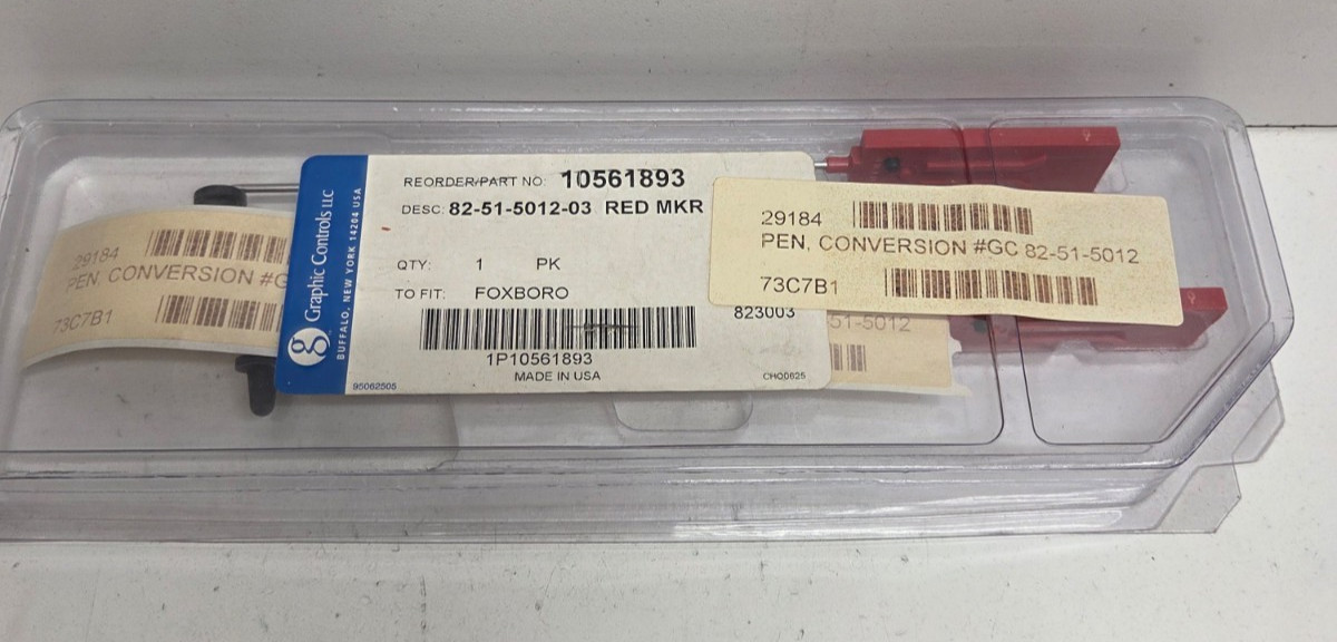 LOT OF 3 NEW IN BOX! GRAPHIC CONTROLS RED CHART PENS 82-51-5012-03 10561893
