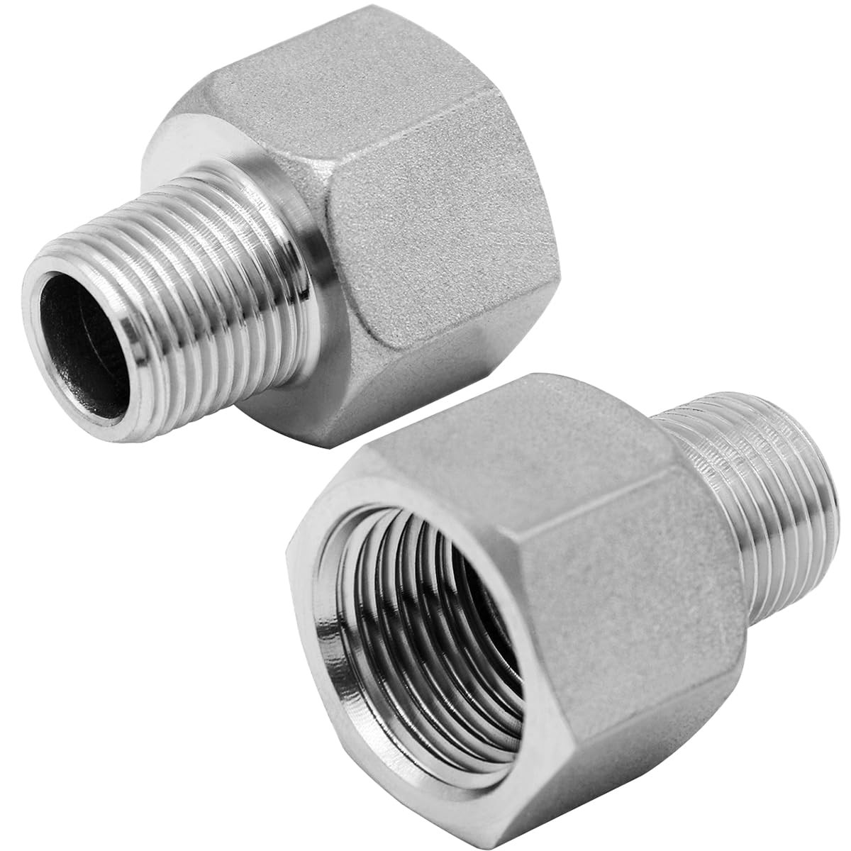 Stainless Steel NPT Reducer Adapter 1/2 Female to 3/8 Male Threaded Reducing …