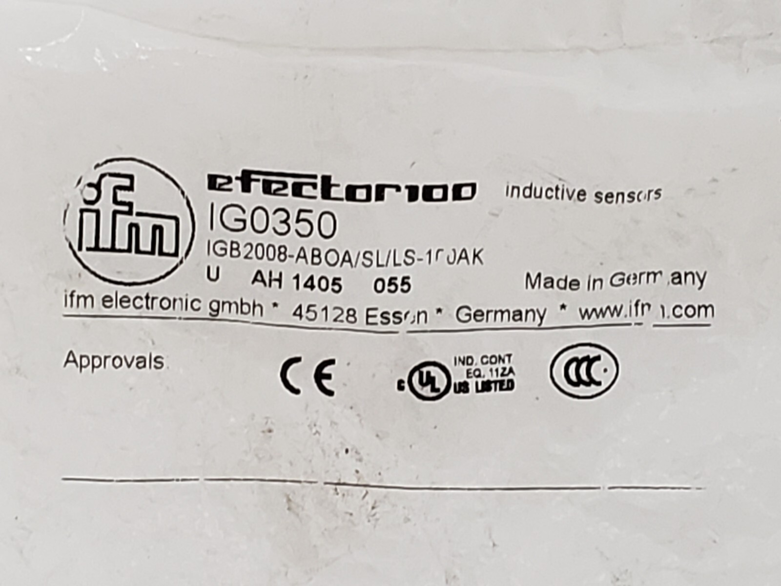 IFM ELECTRONIC IGB2008-ABOA/SL/LS-100AK INDUCTIVE SENSOR (IG0350) NIB