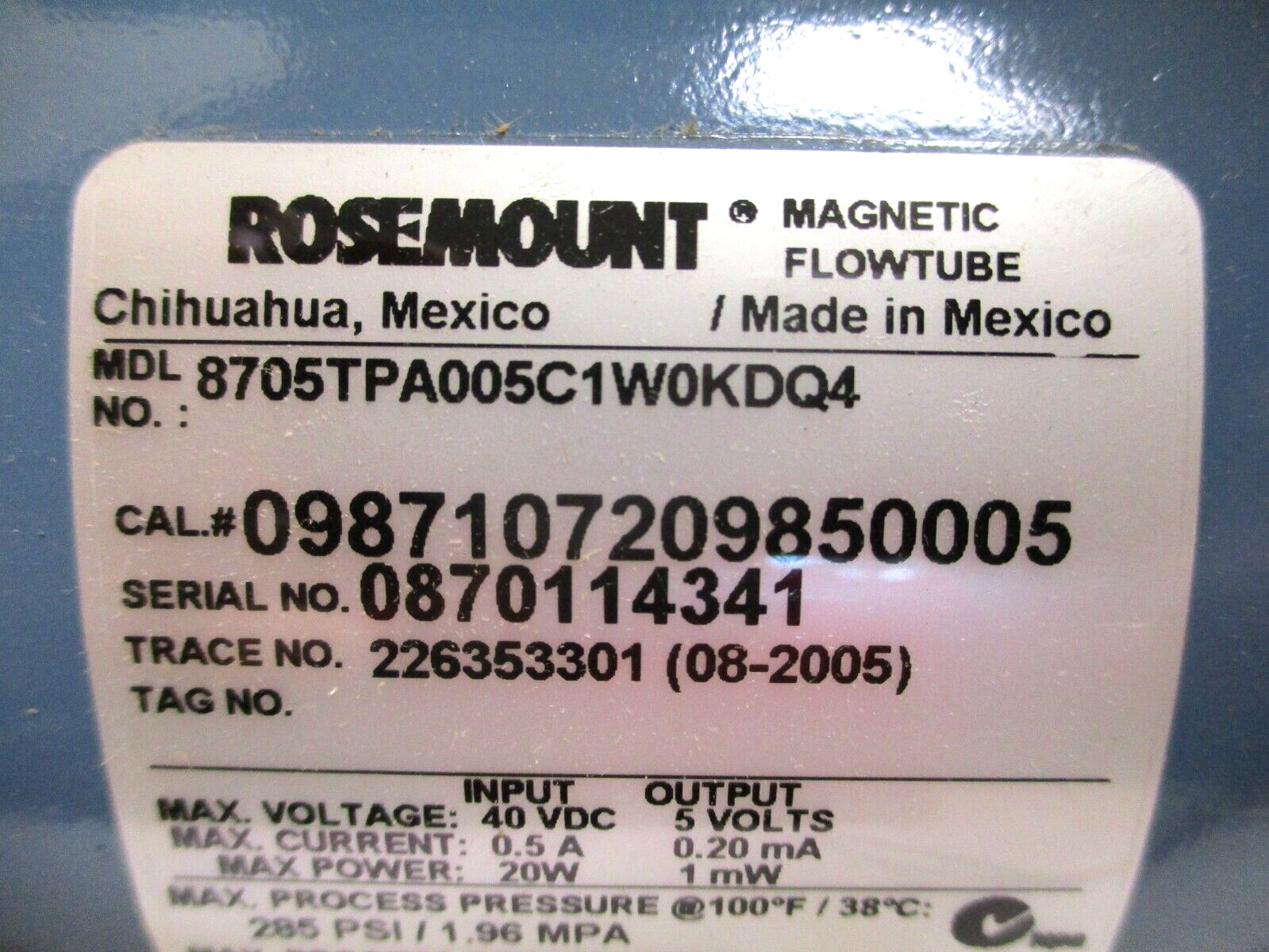 ROSEMOUNT , FLANGE FLOWTUBE SENSOR , 1/2″ 150 , 8705TPA005C1W0KDQ4