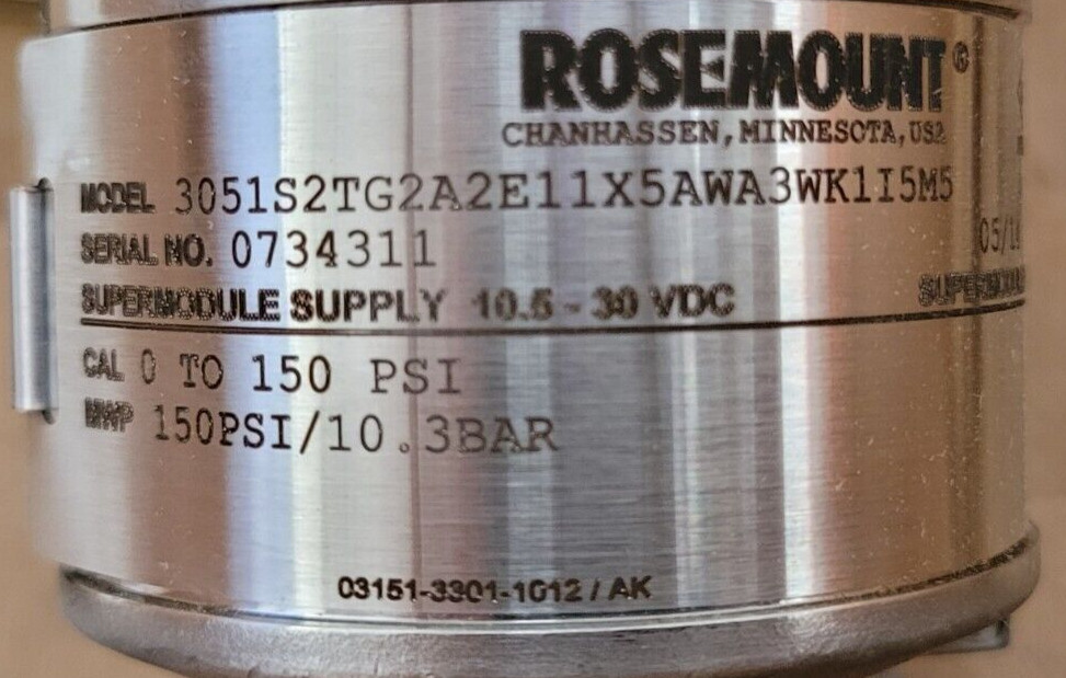 ⚡ROSEMOUNT 3051S2TG2A2E11X5 PSI TRANSMITTER PESSCO IS OFFERING 1 G092723-2 🗽