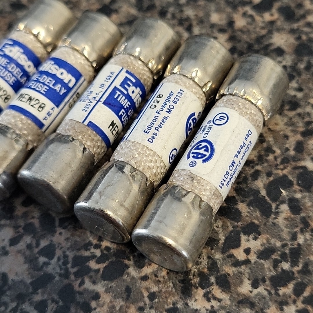 LOT OF 5: Edison MEN20 Time Delay Fuses 20 Amp