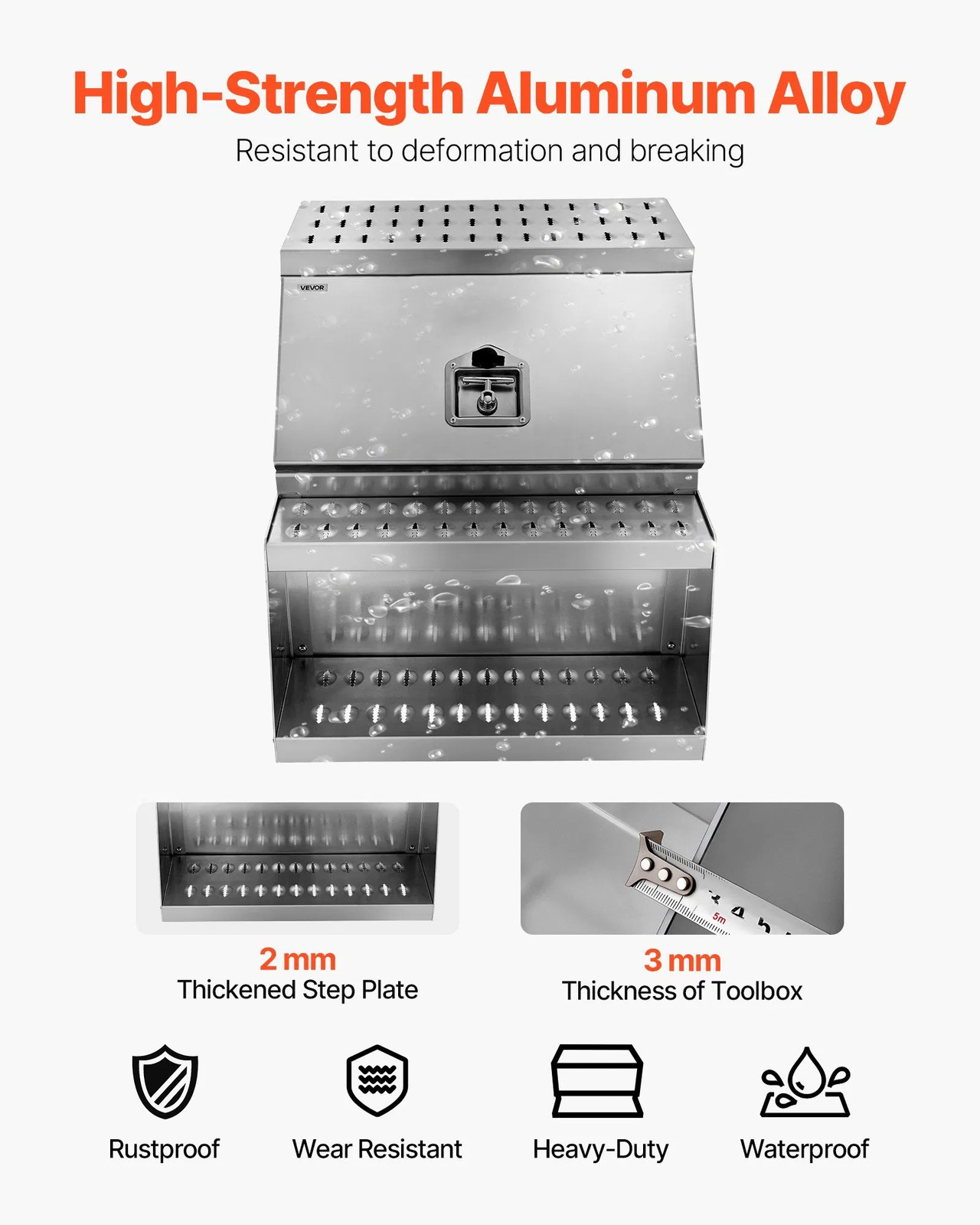 Semi-Truck Step Tool Box, 24″ x 27.5″ x 25.4″ Heavy Duty Aluminum Toolbox Side