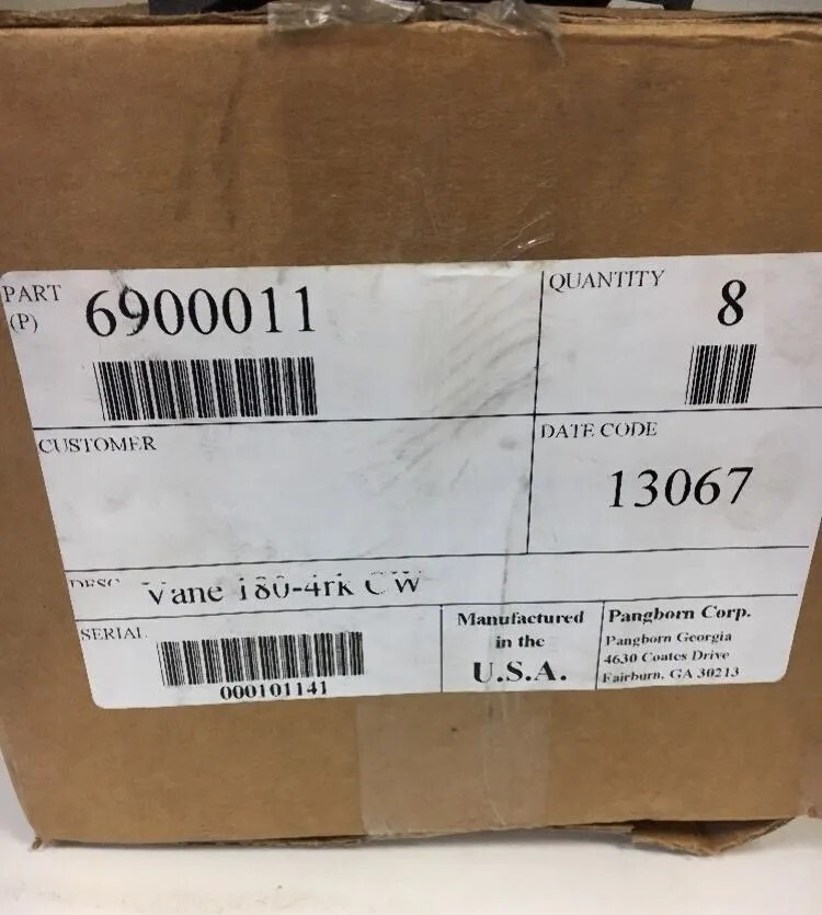 New Pangborn 6900011 Vanes 180-4rk CW (Box Of 8) Warranty! Fast Shipping!
