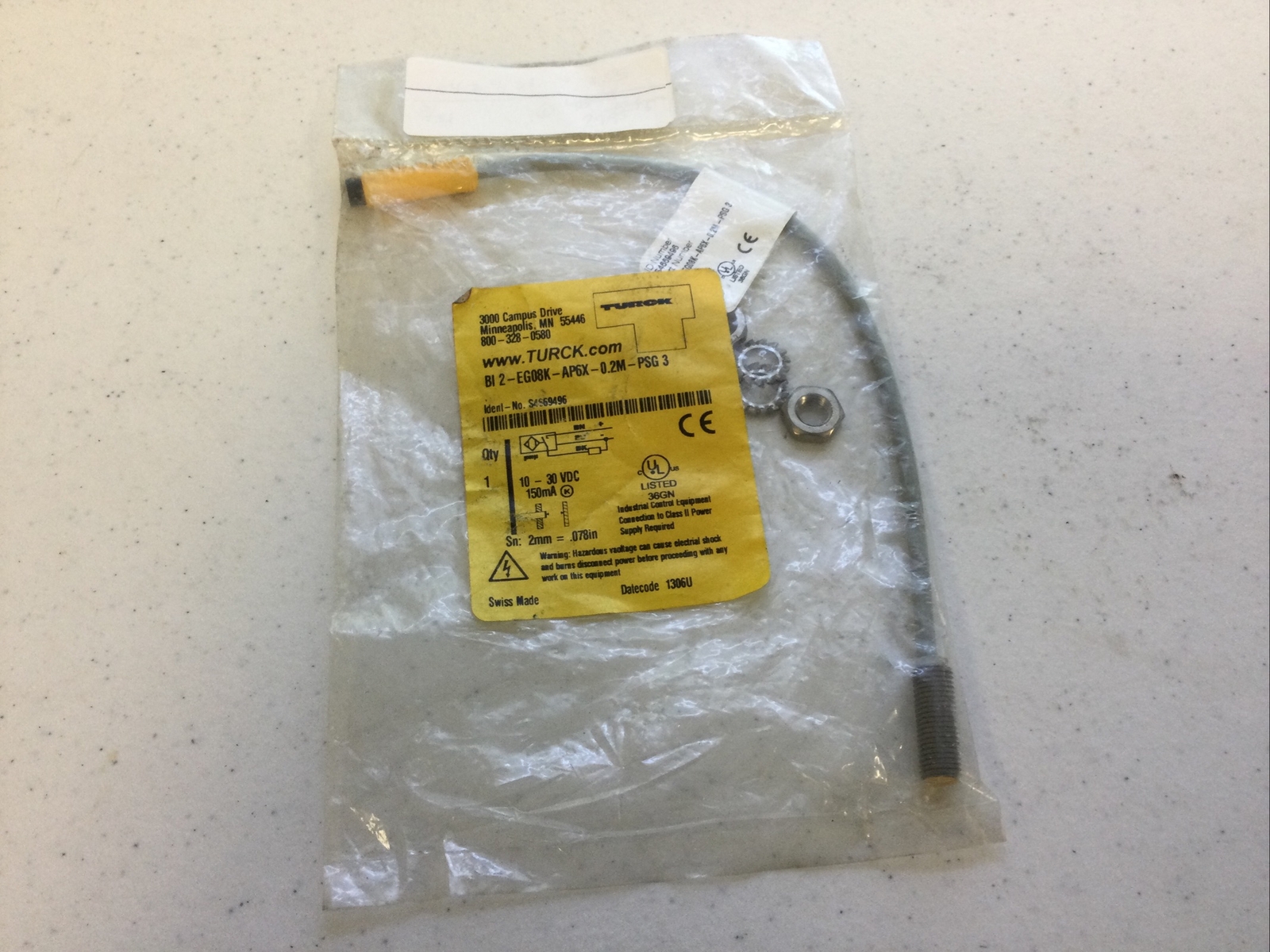 NEW TURCK BI 2-EG08K-AP6X-0.2M-PSG3, S466949, FREE SHIPPING