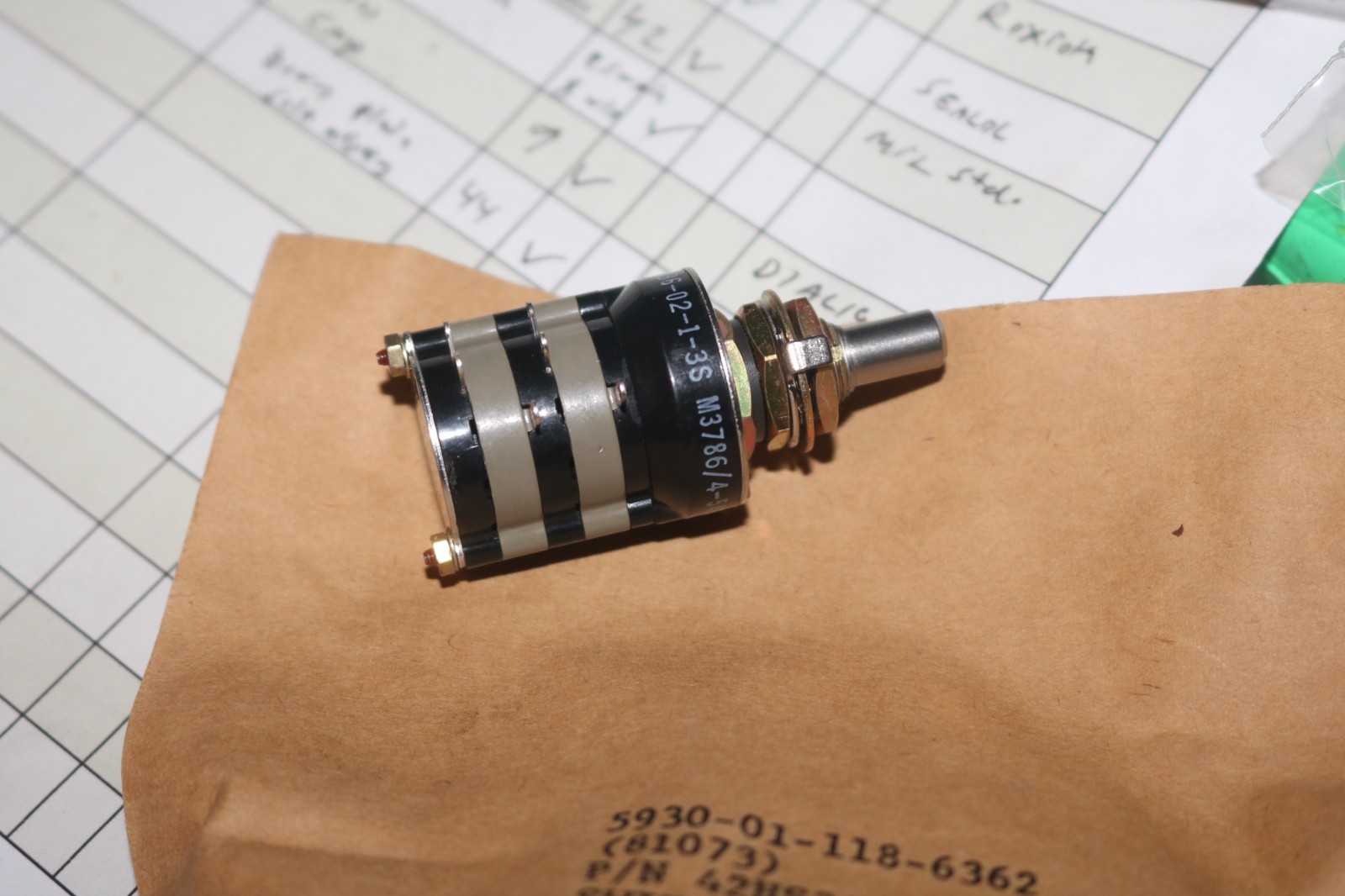 NOS Grayhill rotary switch PN 42HS36-02-1-3S 5930-01-118-6362