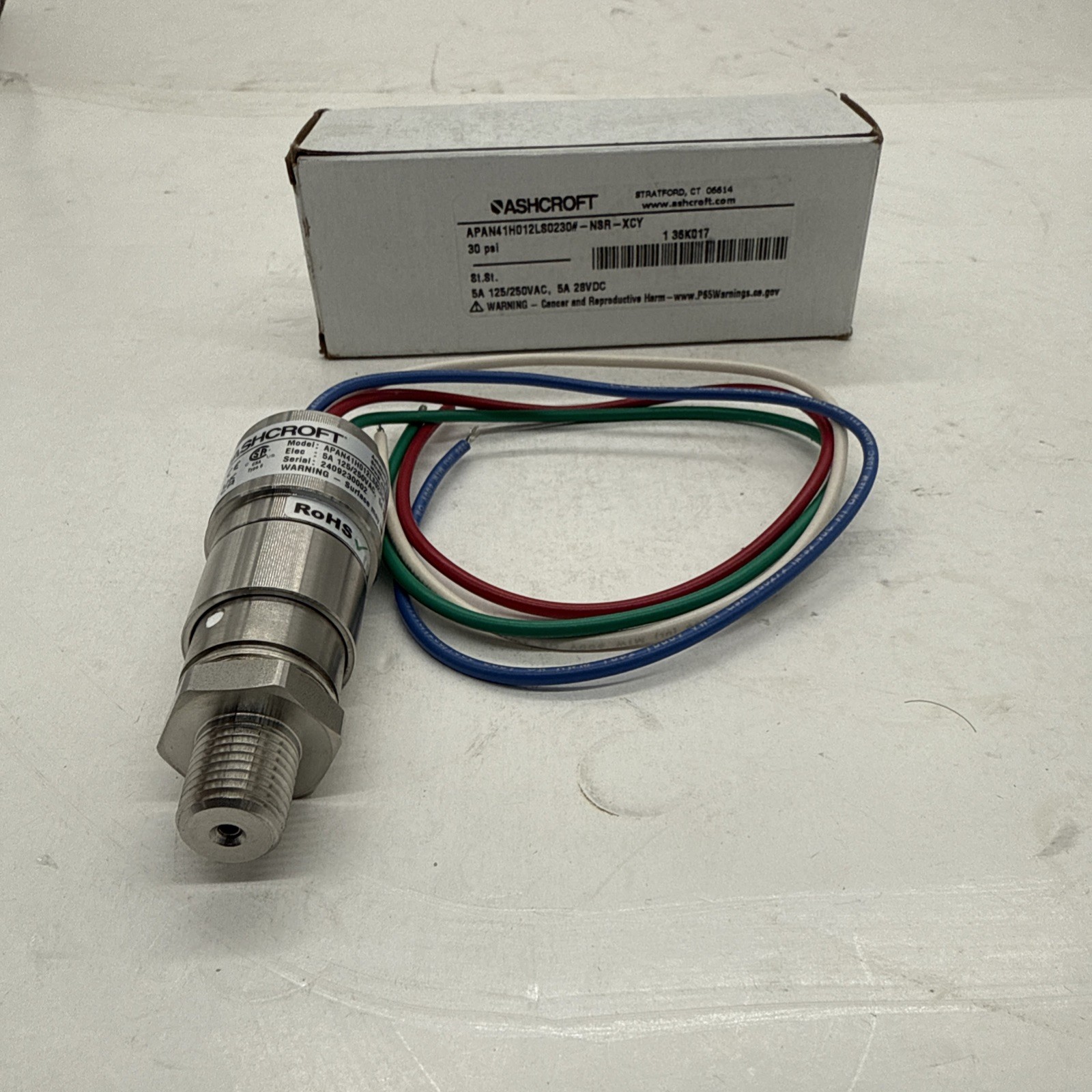 ASHCROFT APAN71H012CS0230#-NSR PressrSwtch,ExplProof,SPDT,6to30psi 36K045