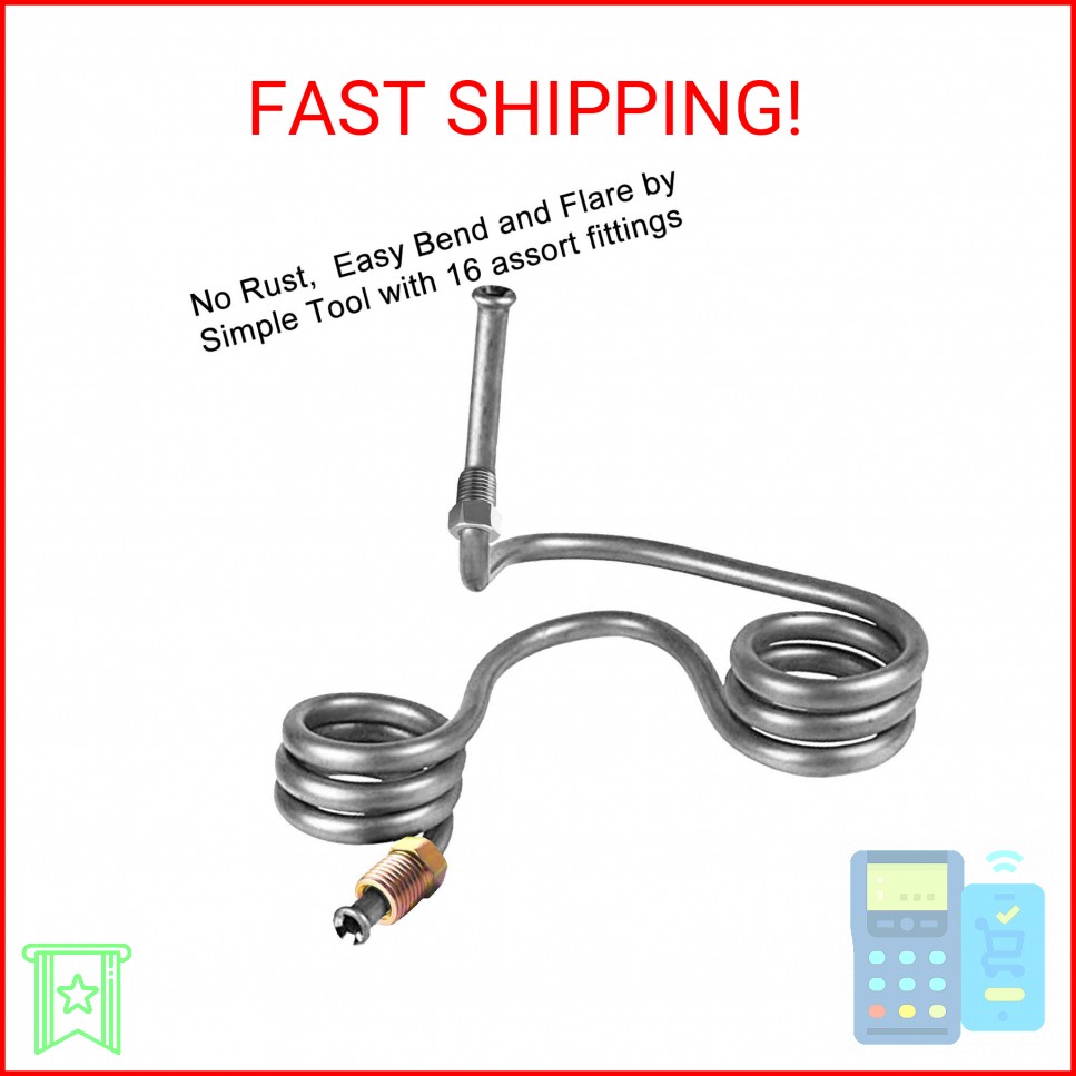 MuHize 1/4 Brake Line Tubing Kit – 25 Ft. Zinc Coated Steel Flexible Fuel & Tran
