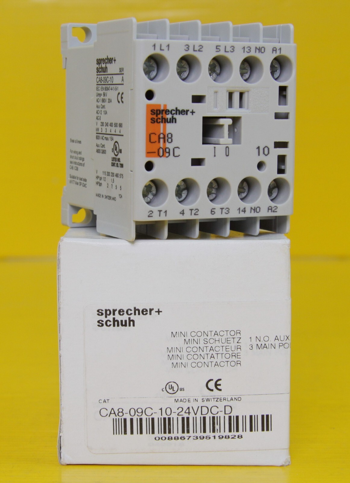 Sprecher+Schuh CA8-09C-10-24VDC-D Mini Contactor 9A 3P 1NO (24 VDC w/Diode)