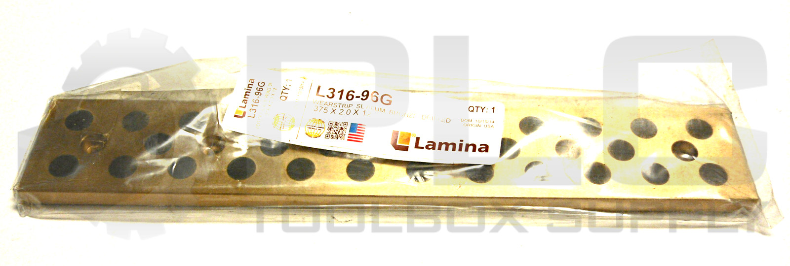 NEW SEALED LAMINA L316-96G WEARSTRIP ALUMINUM BRONZE DRILLED .375 X 2.0 X 12