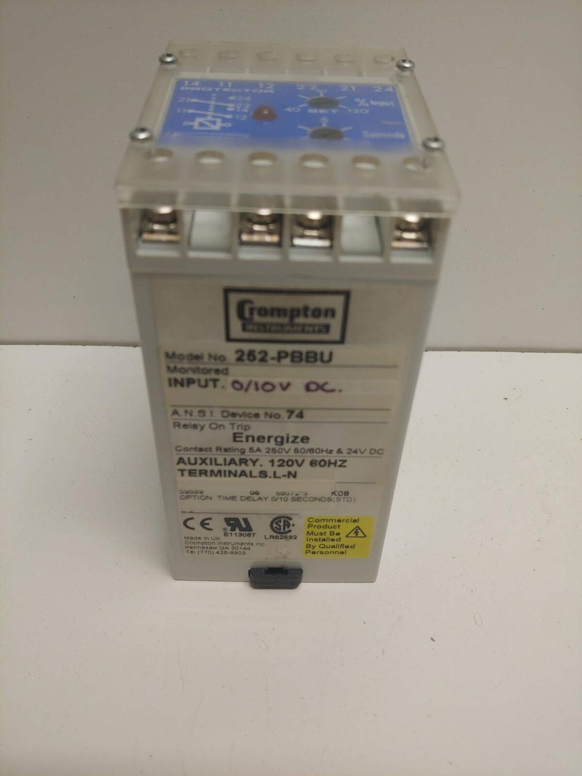 GUARANTEED! CROMPTON 5A 250V TRANSDUCER PROTECTOR RELAY 252-PBBU