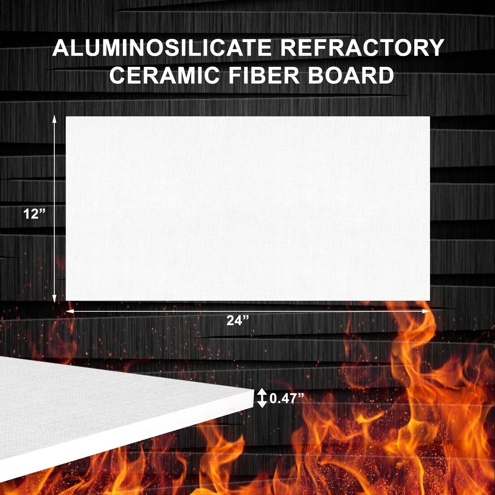 0.47″ Refractory Ceramic Fiber Insulation Board 2300F 12″ x 24″