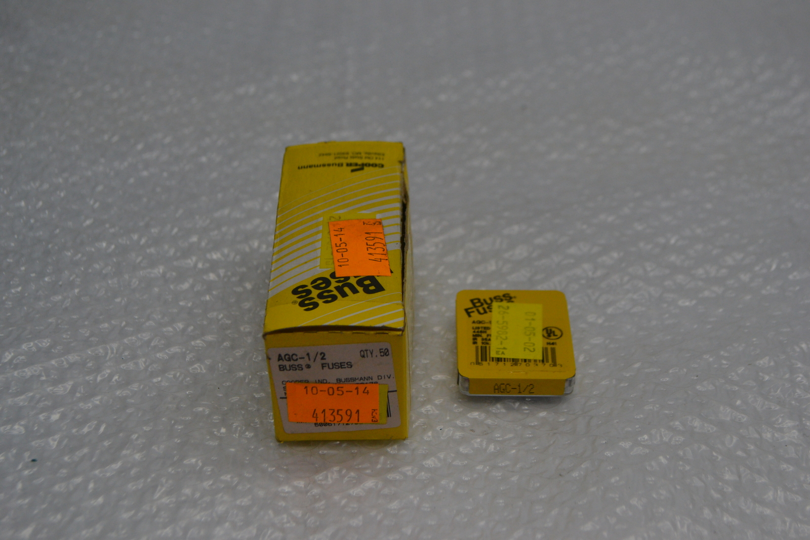 BUSSMANN AGC-1/2 FUSE LOT OF 10 PKG OF 5 NSMP