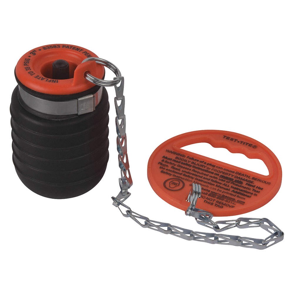 TEST-TITE 83587 Test Plug,Handle&Chain,3.63″Deflate L 442Y01