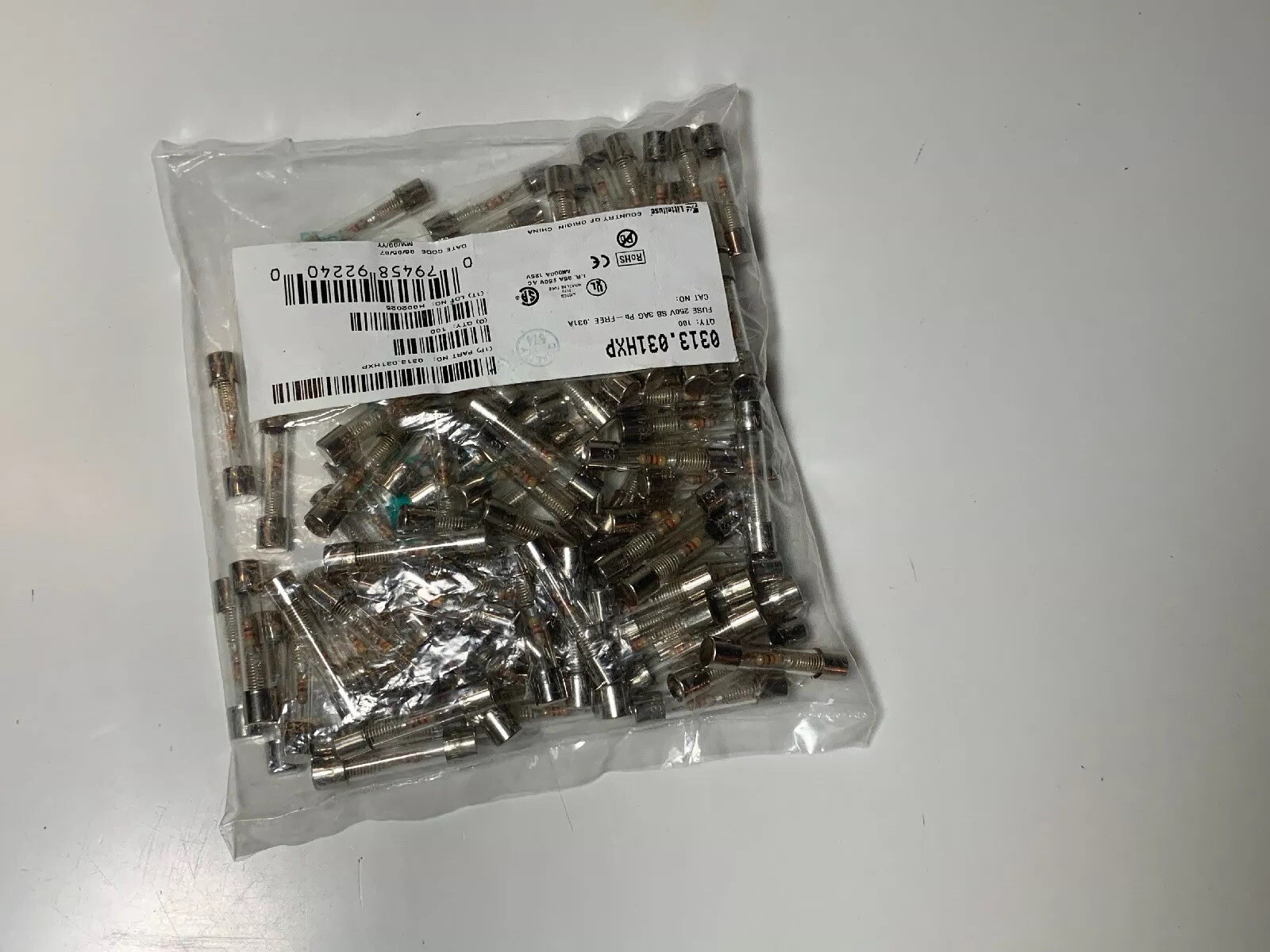 Littelfuse 0313.031HXP Fuse 250v SB 3AG Pb 100 Count Bag