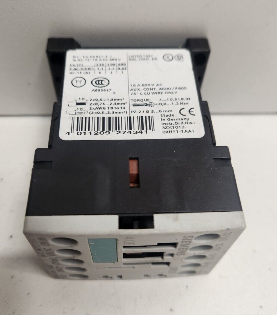 GUARANTEED! SIEMENS 10A 690V 4N.O. 24V COIL CONTACTOR RELAY 3RH1140-1BB40