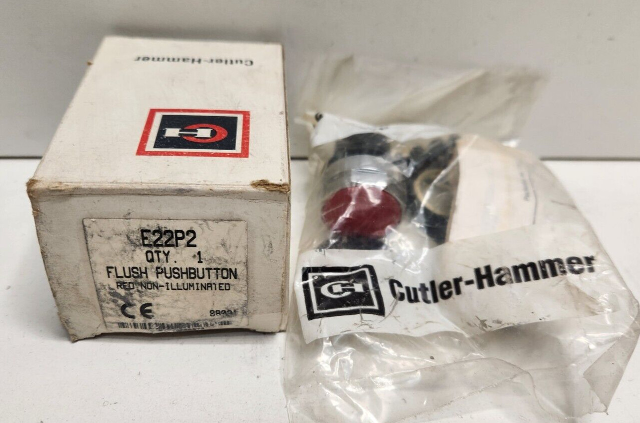 NEW IN BOX! CUTLER-HAMMER RED FLUSH NON-ILLUMINATED PUSH BUTTON E22P2