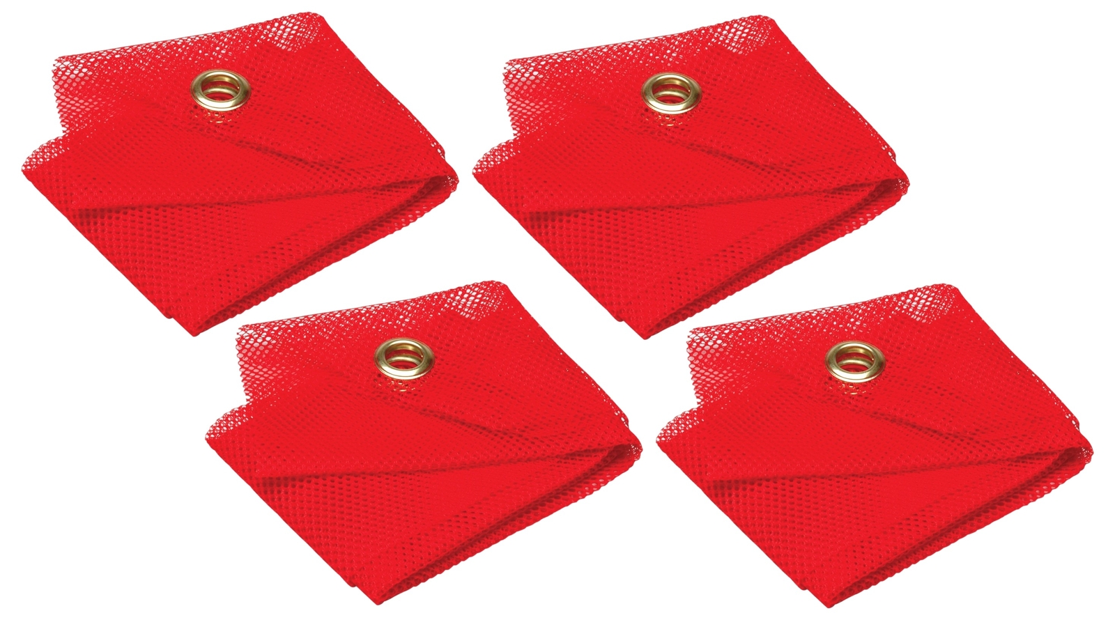 4 Lot RoadPro 1616G Safety Warning Mesh Flags with Grommets 16″x 16″ – Red