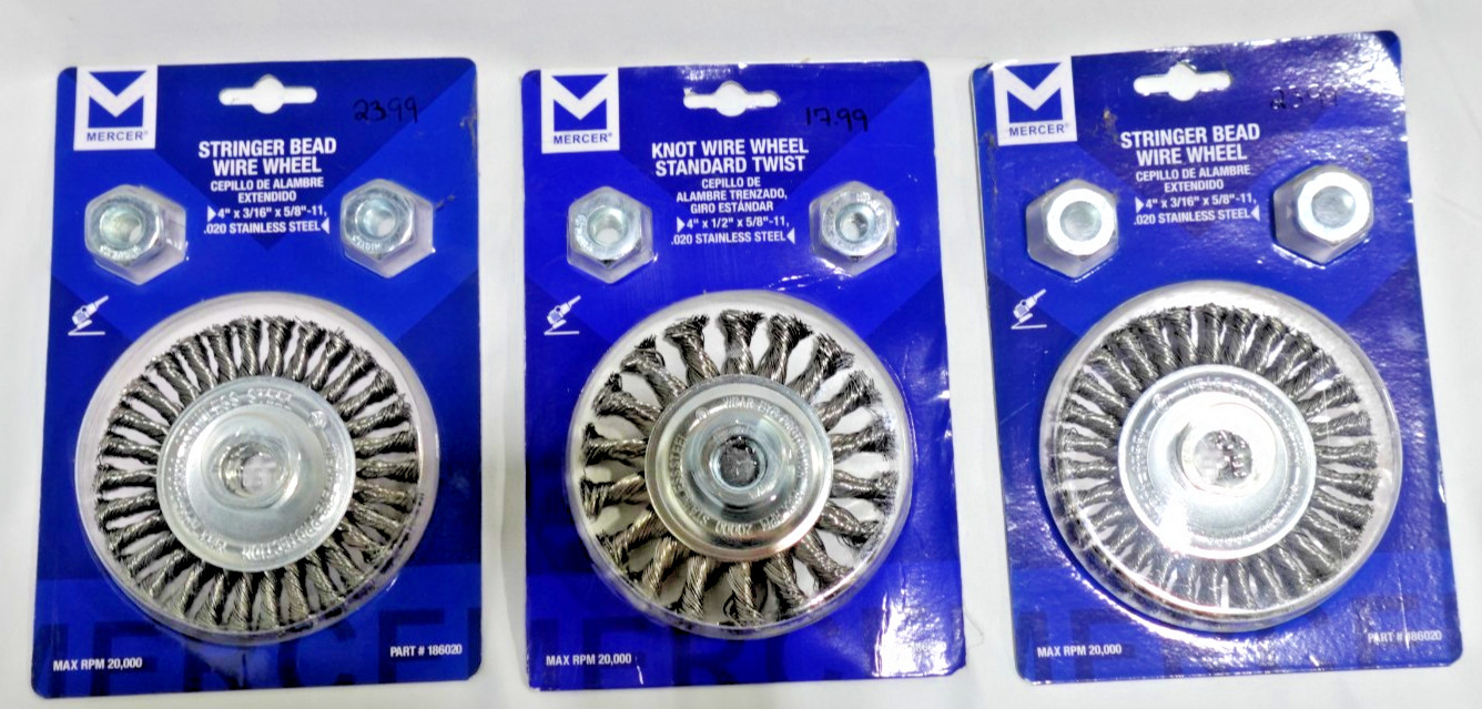 2 Stringer bead wire wheel and 1 Knot wire wheel standard twist