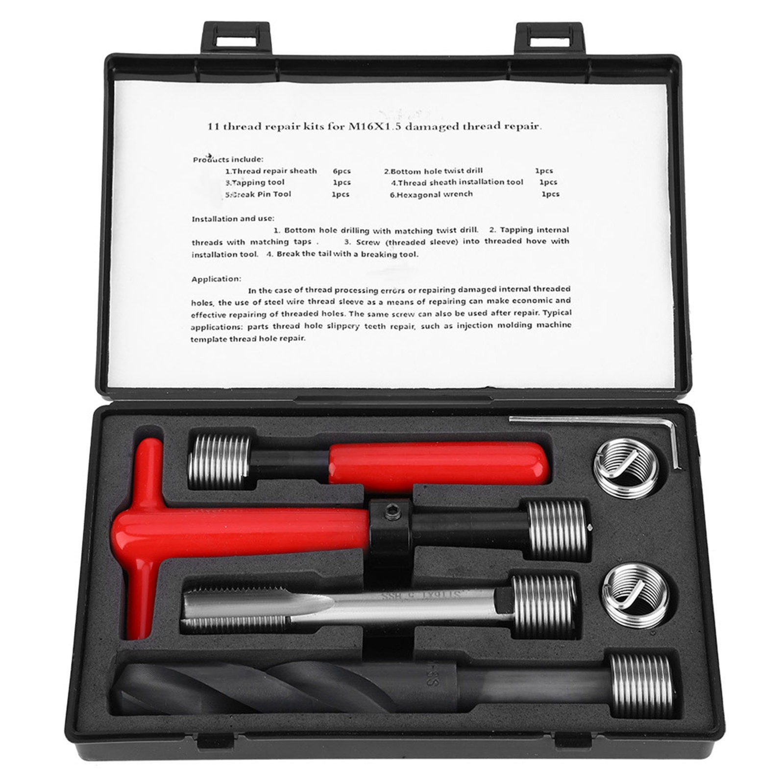11Pcs Thread Repair Kit Durable Tap Insertion Tool For Auto Parts Stainless NEW
